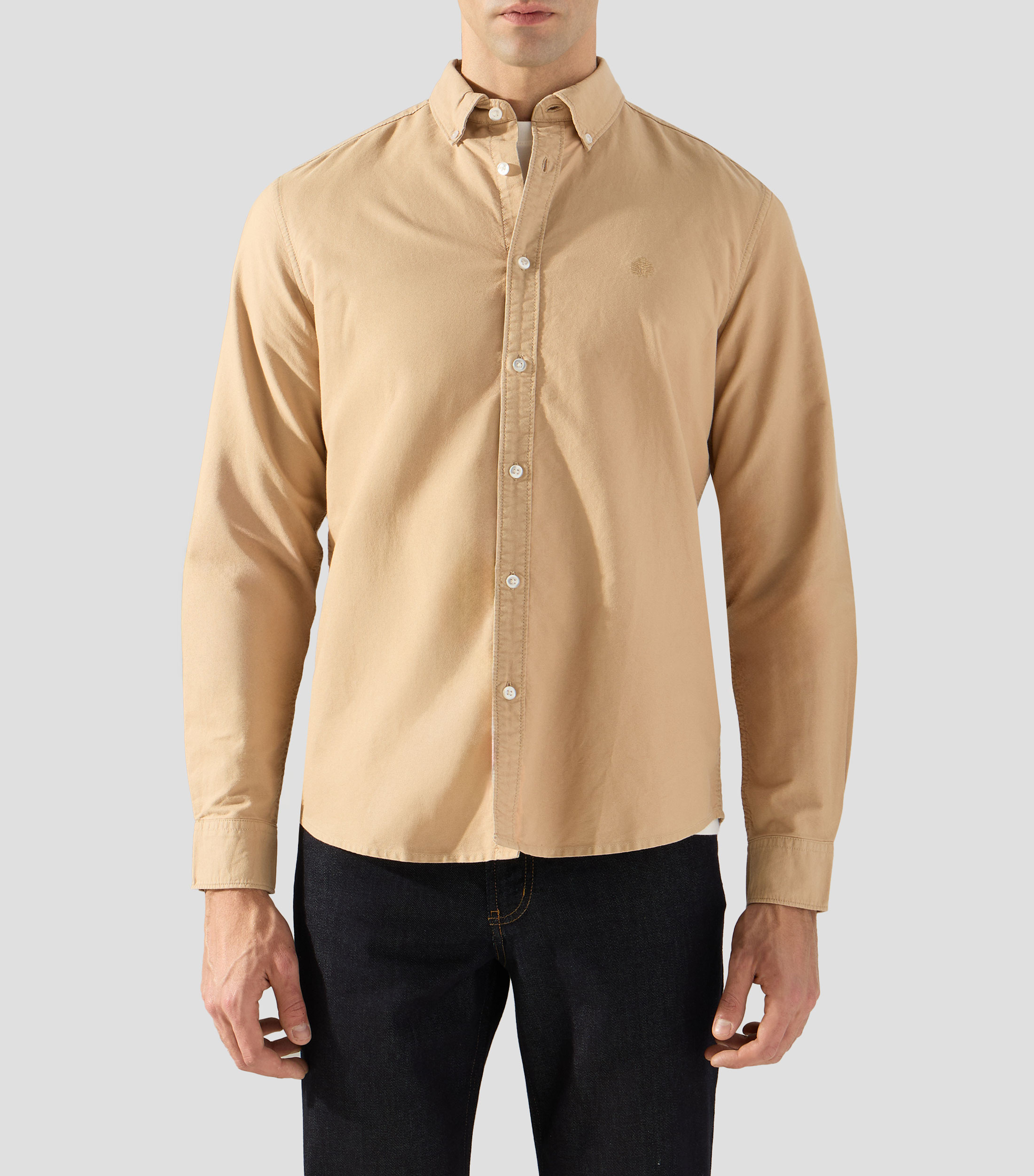 Camisa lisa con manga larga Hombre